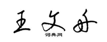梁锦英王文舟草书个性签名怎么写