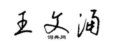 梁锦英王文涌草书个性签名怎么写
