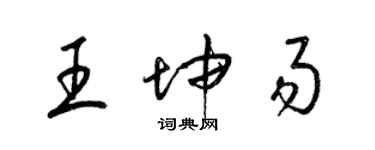 梁锦英王坤易草书个性签名怎么写