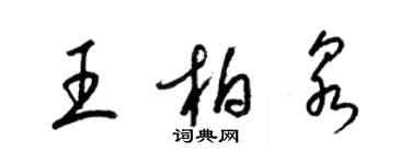 梁锦英王柏泉草书个性签名怎么写