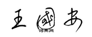 梁锦英王国安草书个性签名怎么写