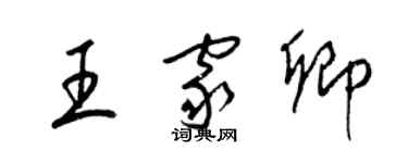梁锦英王家卿草书个性签名怎么写