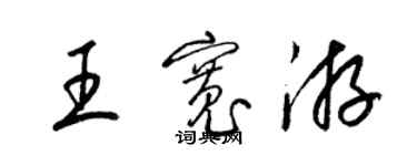 梁锦英王宽游草书个性签名怎么写