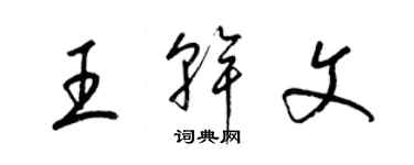 梁锦英王干文草书个性签名怎么写