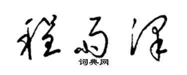 梁锦英程雨泽草书个性签名怎么写