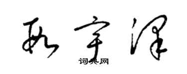 梁锦英段宇泽草书个性签名怎么写