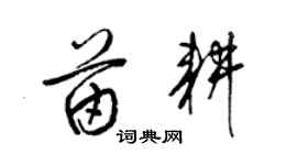 梁锦英苗耕草书个性签名怎么写