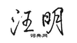 骆恒光汪明行书个性签名怎么写