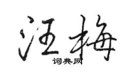 骆恒光汪梅行书个性签名怎么写