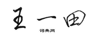 骆恒光王一田行书个性签名怎么写