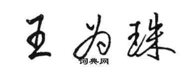 骆恒光王为珠行书个性签名怎么写
