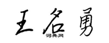 王正良王名勇行书个性签名怎么写