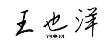 王正良王也洋行书个性签名怎么写