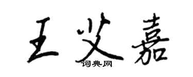 王正良王艾嘉行书个性签名怎么写