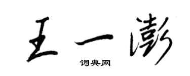 王正良王一澎行书个性签名怎么写