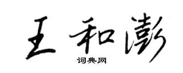 王正良王和澎行书个性签名怎么写