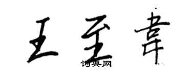 王正良王至韦行书个性签名怎么写