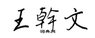 王正良王干文行书个性签名怎么写
