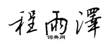 王正良程雨泽行书个性签名怎么写