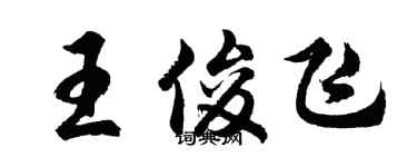 胡问遂王俊飞行书个性签名怎么写