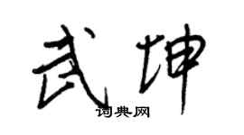 王正良武坤行书个性签名怎么写