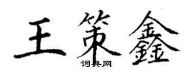 丁谦王策鑫楷书个性签名怎么写