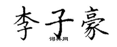丁谦李子豪楷书个性签名怎么写