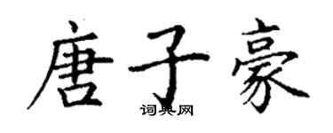 丁谦唐子豪楷书个性签名怎么写