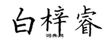 丁谦白梓睿楷书个性签名怎么写