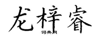 丁谦龙梓睿楷书个性签名怎么写