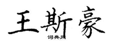 丁谦王斯豪楷书个性签名怎么写