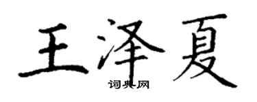 丁谦王泽夏楷书个性签名怎么写