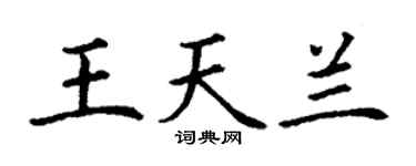丁谦王天兰楷书个性签名怎么写