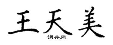 丁谦王天美楷书个性签名怎么写