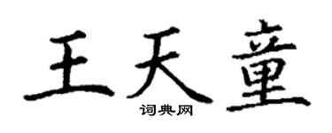 丁谦王天童楷书个性签名怎么写