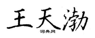 丁谦王天渤楷书个性签名怎么写