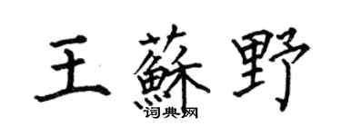 何伯昌王苏野楷书个性签名怎么写