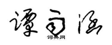 朱锡荣谭雨涵草书个性签名怎么写