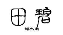 陈声远田碧篆书个性签名怎么写