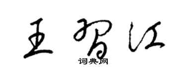 梁锦英王习江草书个性签名怎么写