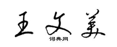 梁锦英王文美草书个性签名怎么写