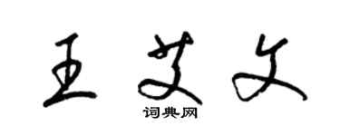 梁锦英王艾文草书个性签名怎么写