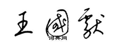 梁锦英王国献草书个性签名怎么写