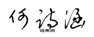 梁锦英何诗涵草书个性签名怎么写