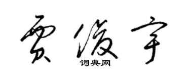 梁锦英贾俊宇草书个性签名怎么写