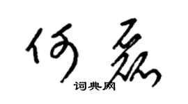 梁锦英何磊草书个性签名怎么写