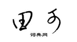 梁锦英田可草书个性签名怎么写