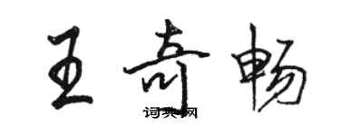 骆恒光王奇畅行书个性签名怎么写