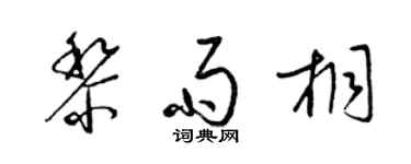 梁锦英黎雨桐草书个性签名怎么写
