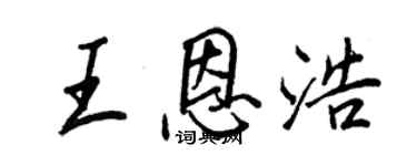 王正良王恩浩行书个性签名怎么写